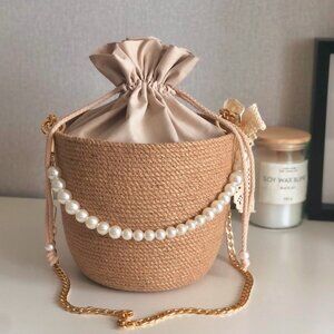 Round Jute Crossbody Bag for Women